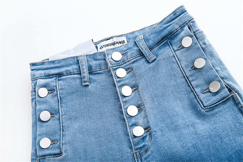 Women's High Waist Button Down Thickened Jeans