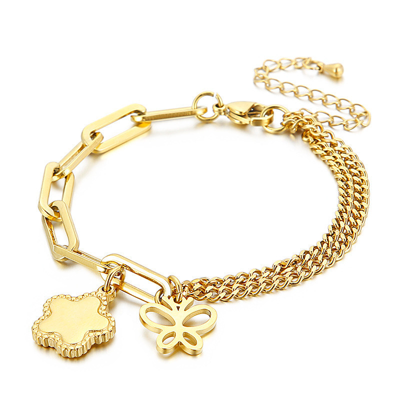 European And American Personality Titanium Steel Trend Flower Women's Bracelet