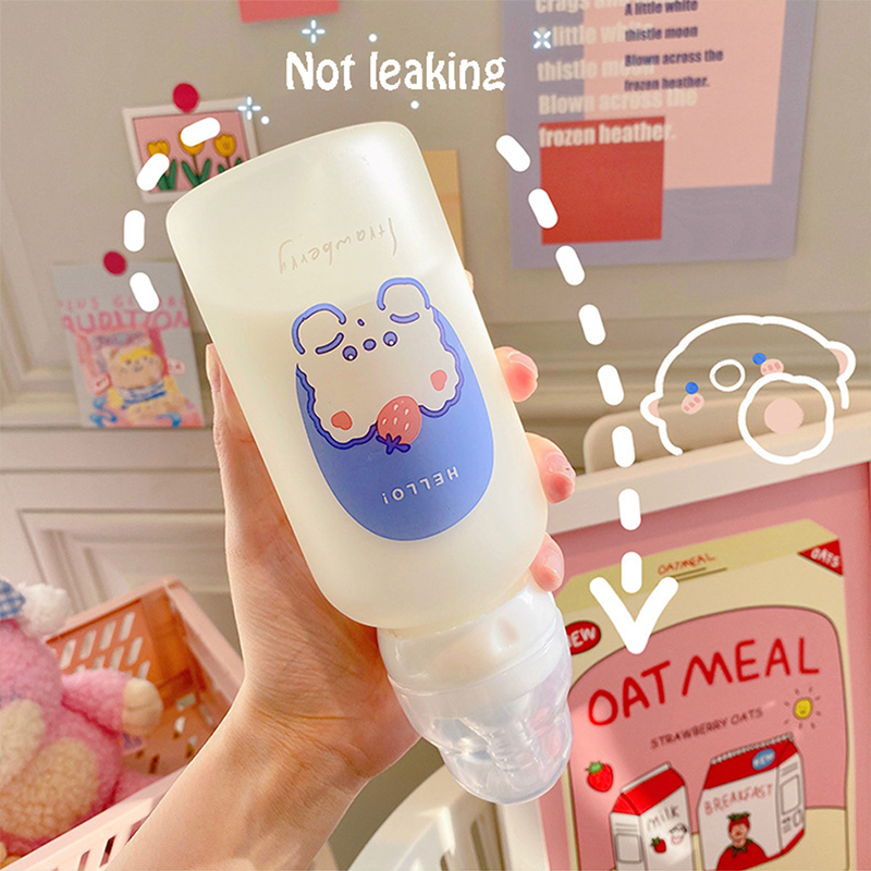 Cute Bear Glass Frosted Straw Cup