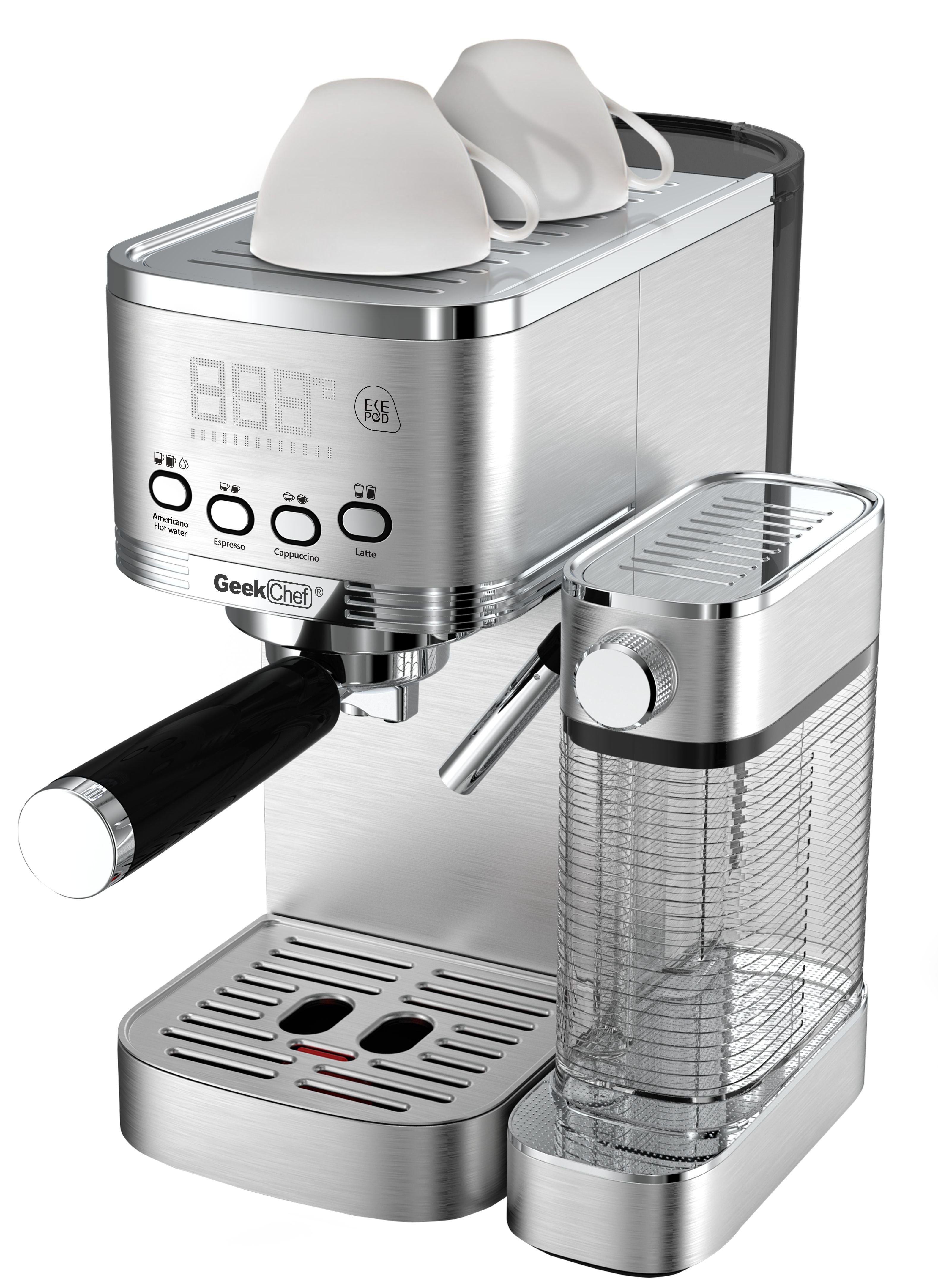 Geek Chef Espresso And Cappuccino Machine With Automatic Milk Frother, 20Bar Espresso Maker For Home, For Cappuccino Or Latte, with ESE POD Filter, Stainless Steel, Gift For Coffee Lover Ban On Amazon