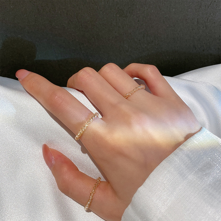 Multi Faceted Stacked Crystal Bead Ring