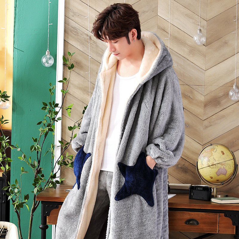 Men's Fashion Padded Thickened Facecloth Nightgown