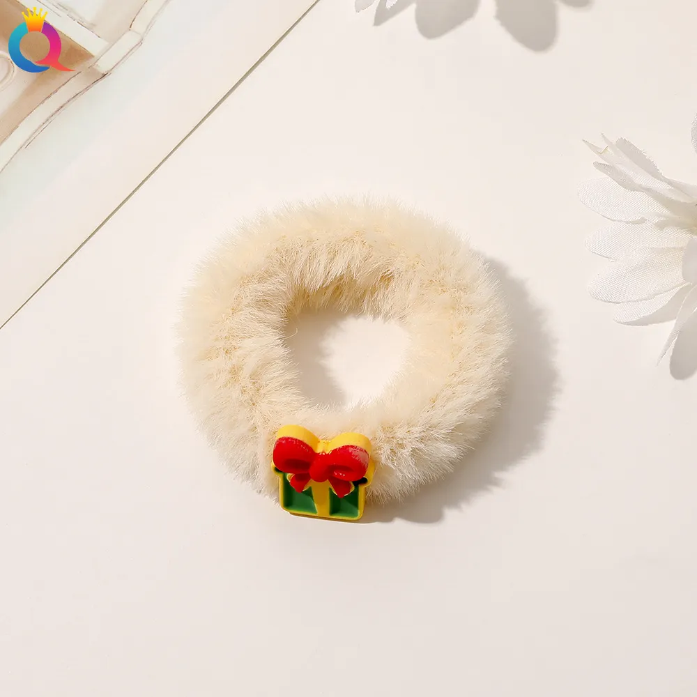 Cute Rabbit Furry Hair Ring Festive Atmosphere - Gift Box