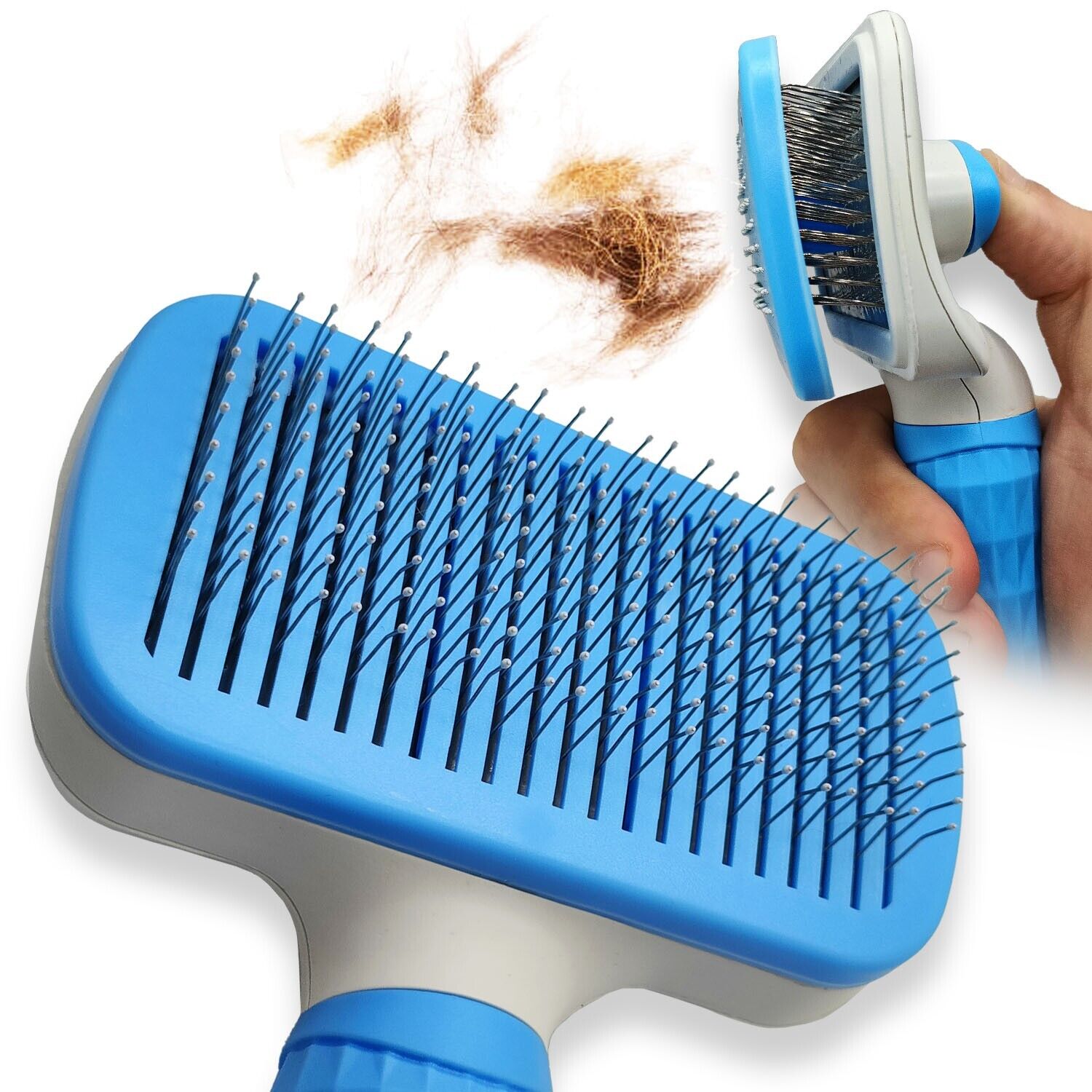 Shedding Pet Hair Grooming Trimmer Comb Tool.
we ship only inside the US,
USPS First Class Package
2 Day Handling , 2-5 Day Shipping.

Self Cleaning Slicker Brush,Dog Brush & Cat Brush with Massage Particles,Removes Loose Hair & Tangles by KT Deals

Self 