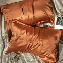Solid Color Thick Silk Double-sided Silk Pillowcase - Orange - View 1