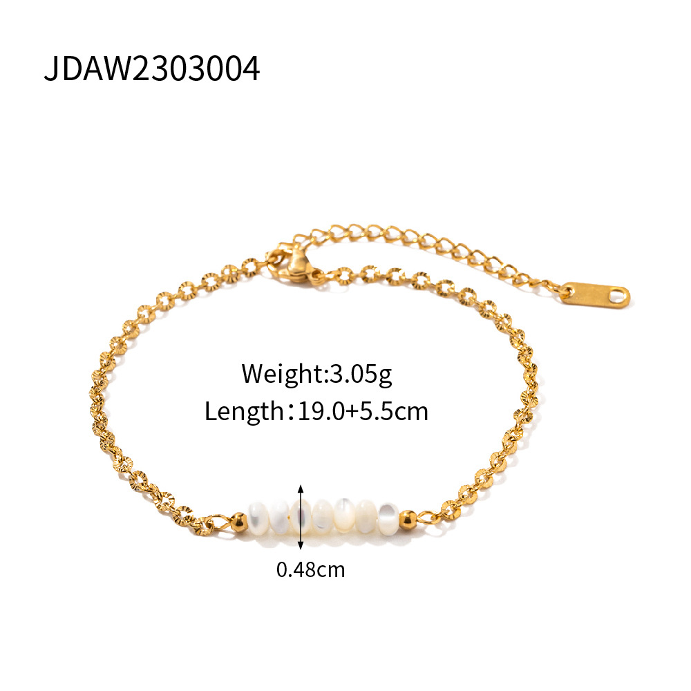 Title 1, 18K Gold Stainless Steel Chain Circular Shell