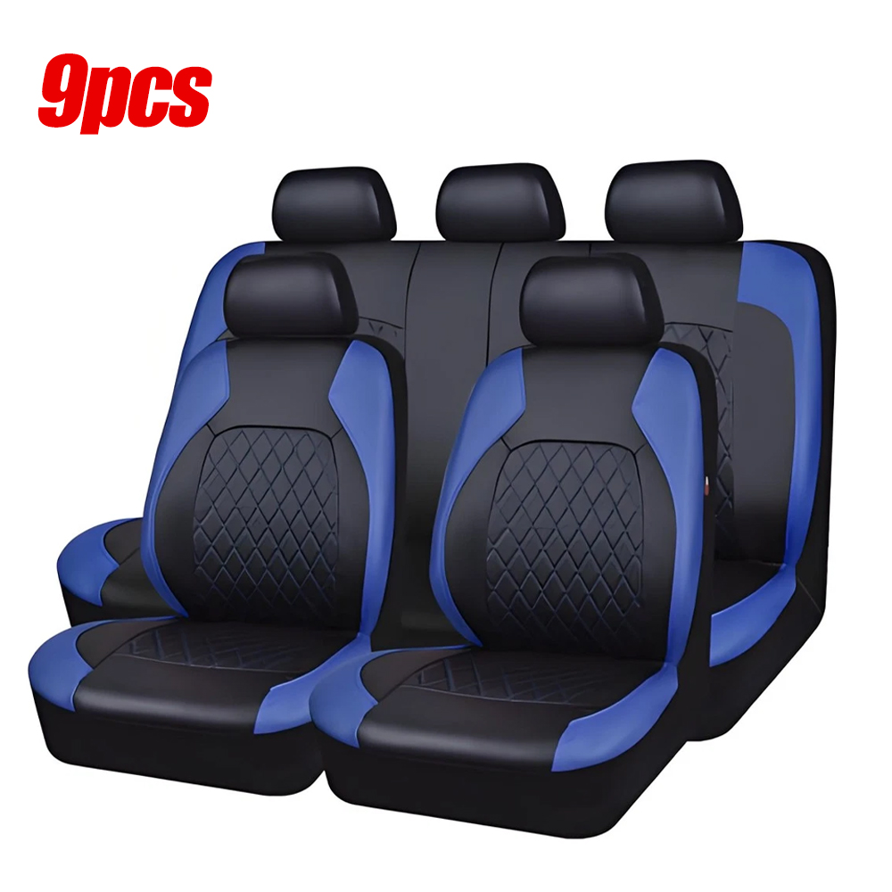 9pcs Full Set Universal PU Leather Seat Covers Protectors Non-Slip — image 7