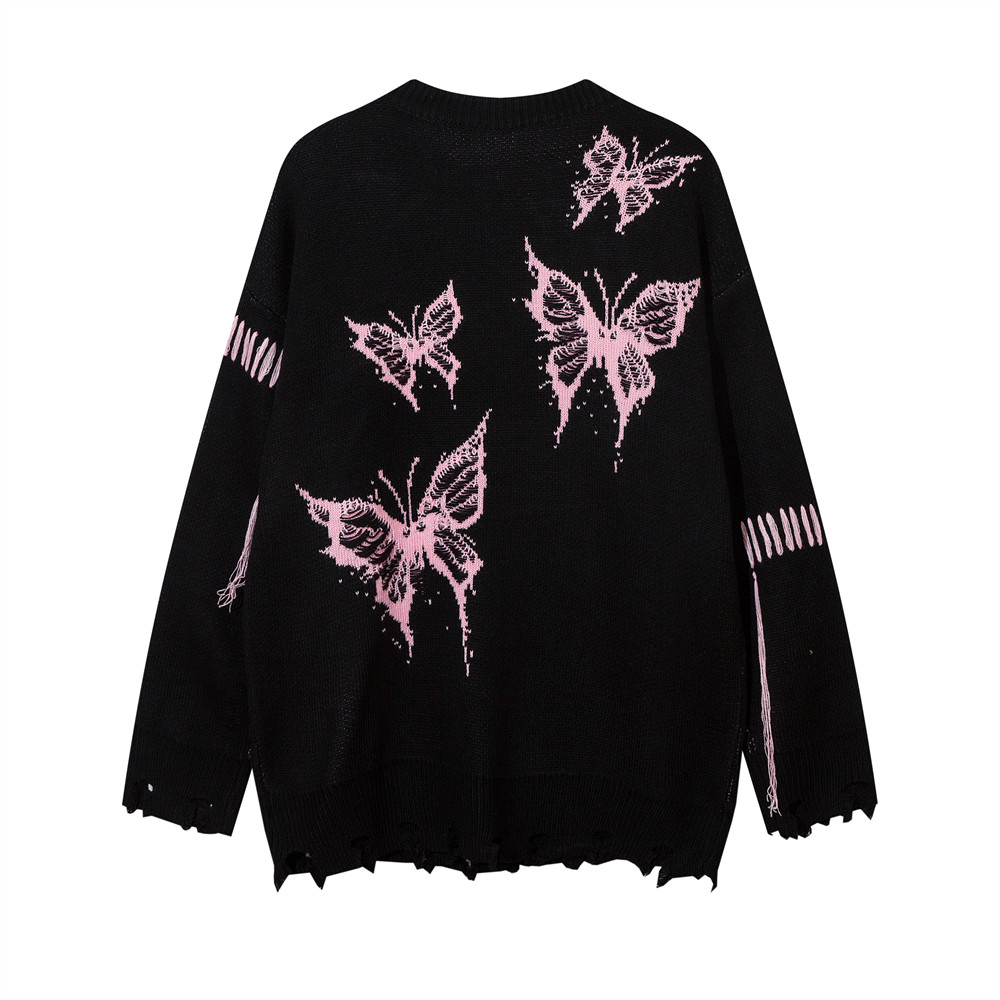 Title 10, Idle Style Butterfly Jacquard Round Neck Sweate...