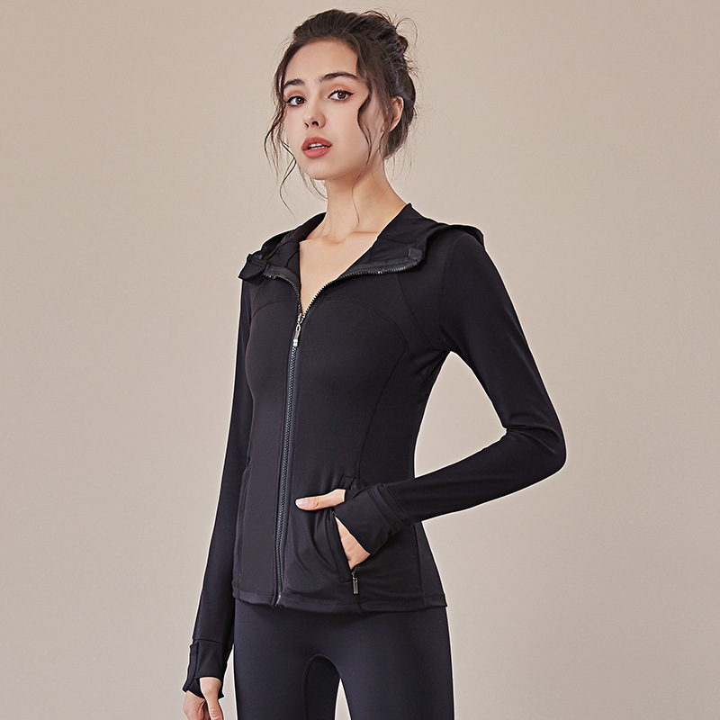 Hooded Sportswear Women's Outerwear Workout Clothes Black - Shop at LoveMi