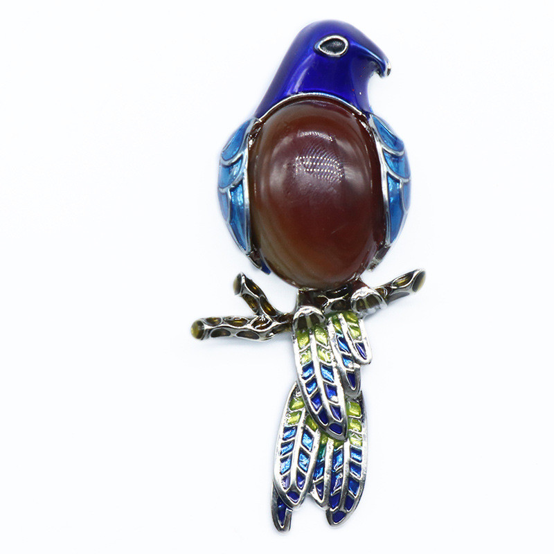 Gem Brooch Pendant, Crystal Agate, Shell, Magpie Inlaid Gemstone Alloy Pendant, Brooch, Necklace — foto 3