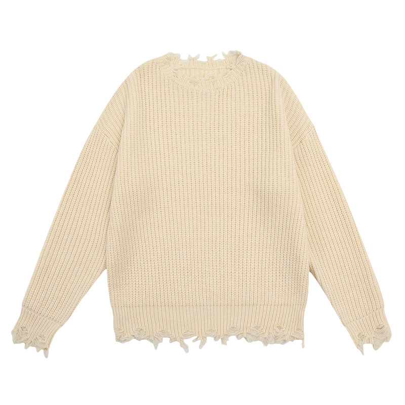 American Street Retro Hip Hop Old Cat Must Destroy Round Neck Sweater For Men