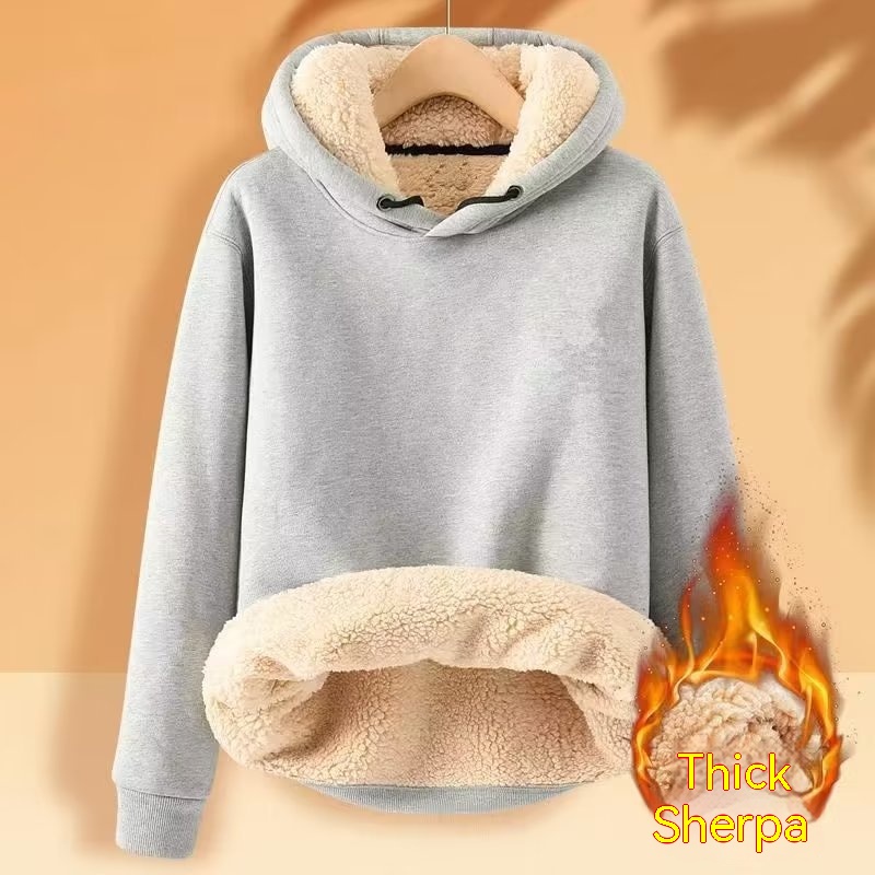 Men's Fleece Hoodie Winter Lined Padded Warm Keeping Loose Hooded Sweater - Image 9