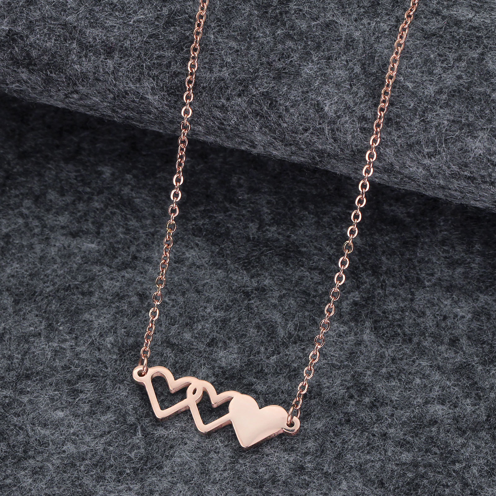 Sisters Family Peach Heart Three Sisters Titanium Steel Necklace