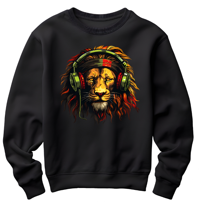 European And American Fashion Lion Printed Crew Neck Sweatshirt