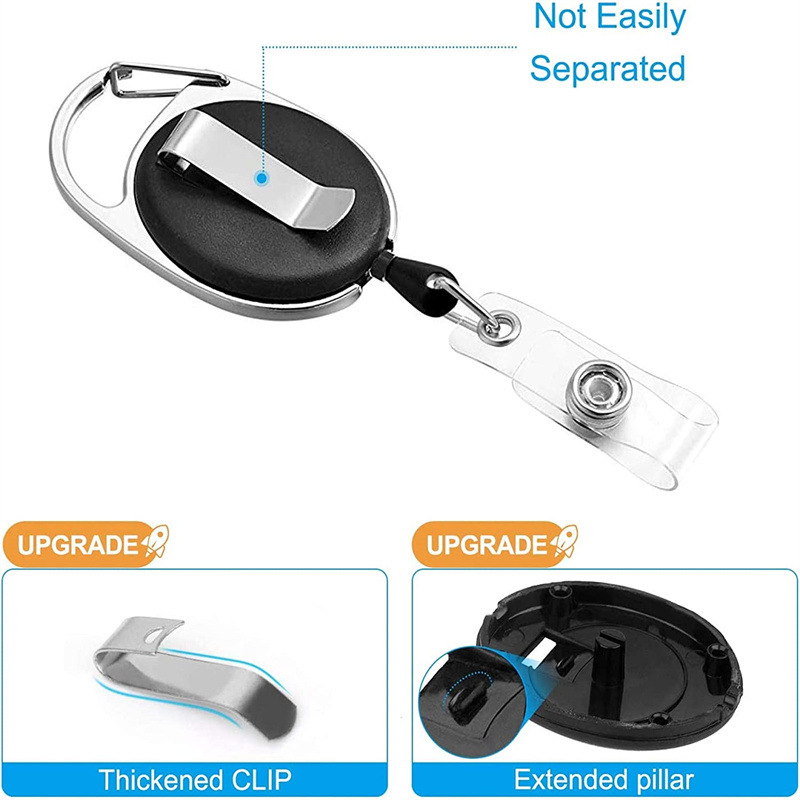 Plastic Vertical Card Holder Black Retractable Badge Clip Reel