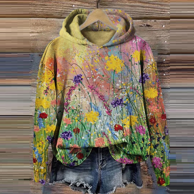 European And American 3D Printing Cartoon Hooded Sweatshirt