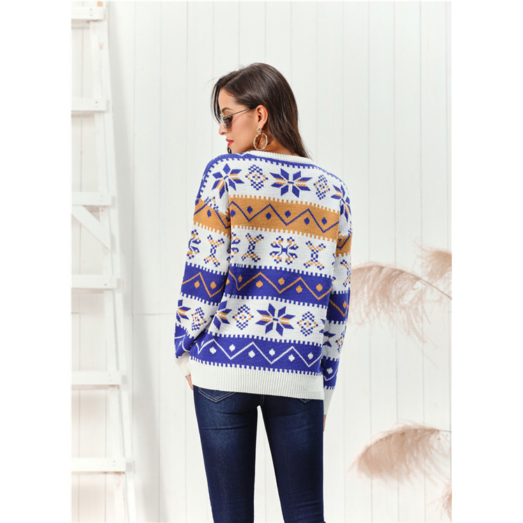 Crew Neck Pullover Sweater Loose Casual Long Sleeves Knitwear