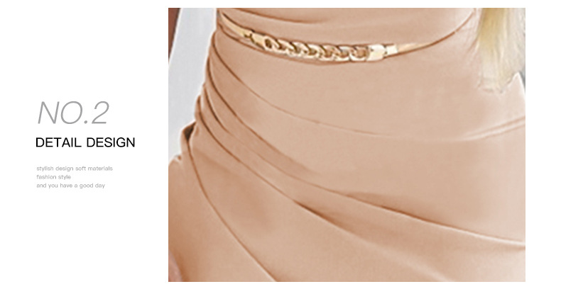 Women's Fashion V-neck Waist Pleated Sleeveless Dress