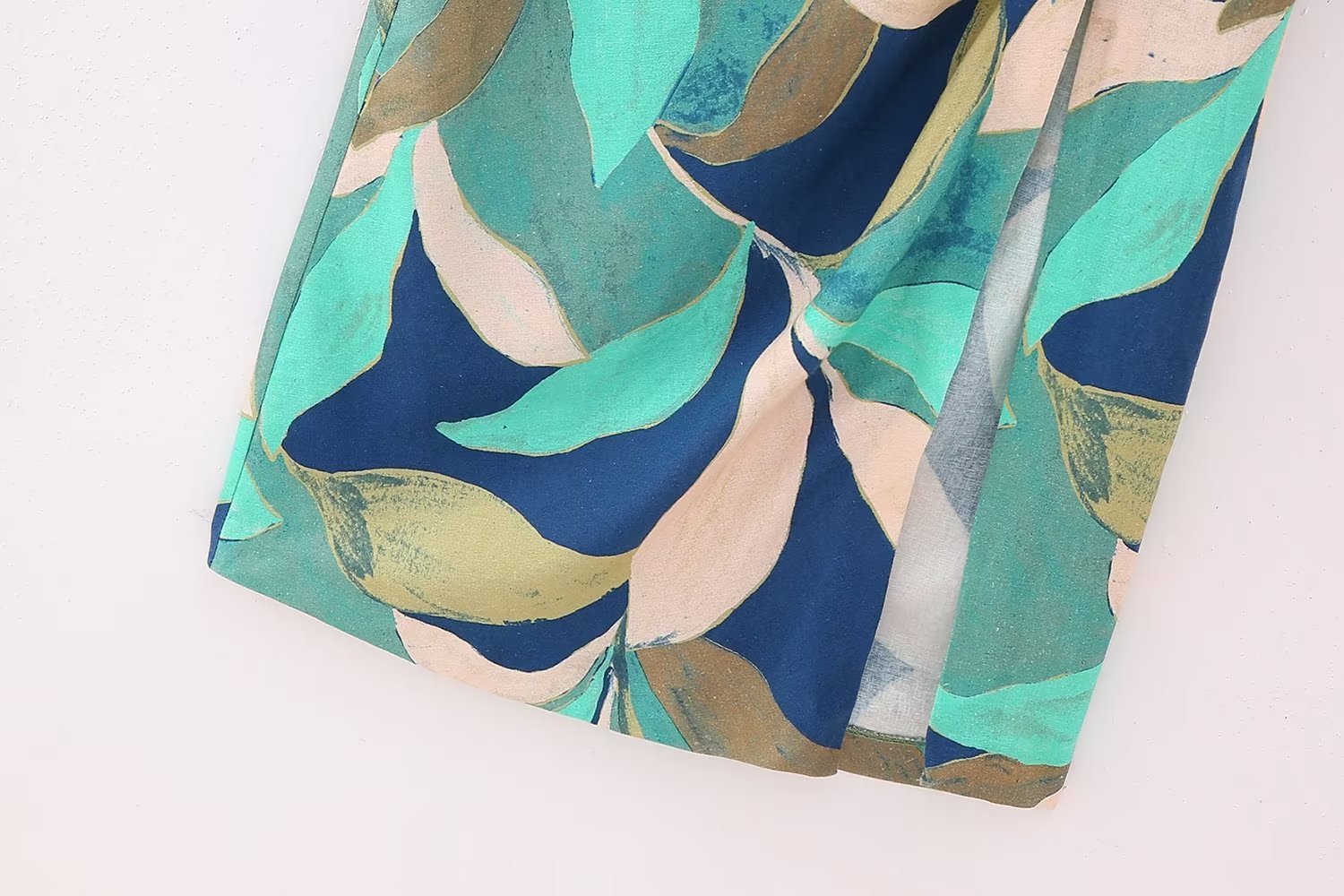 Linen Blended Jacket Printed Midi Skirt Dress