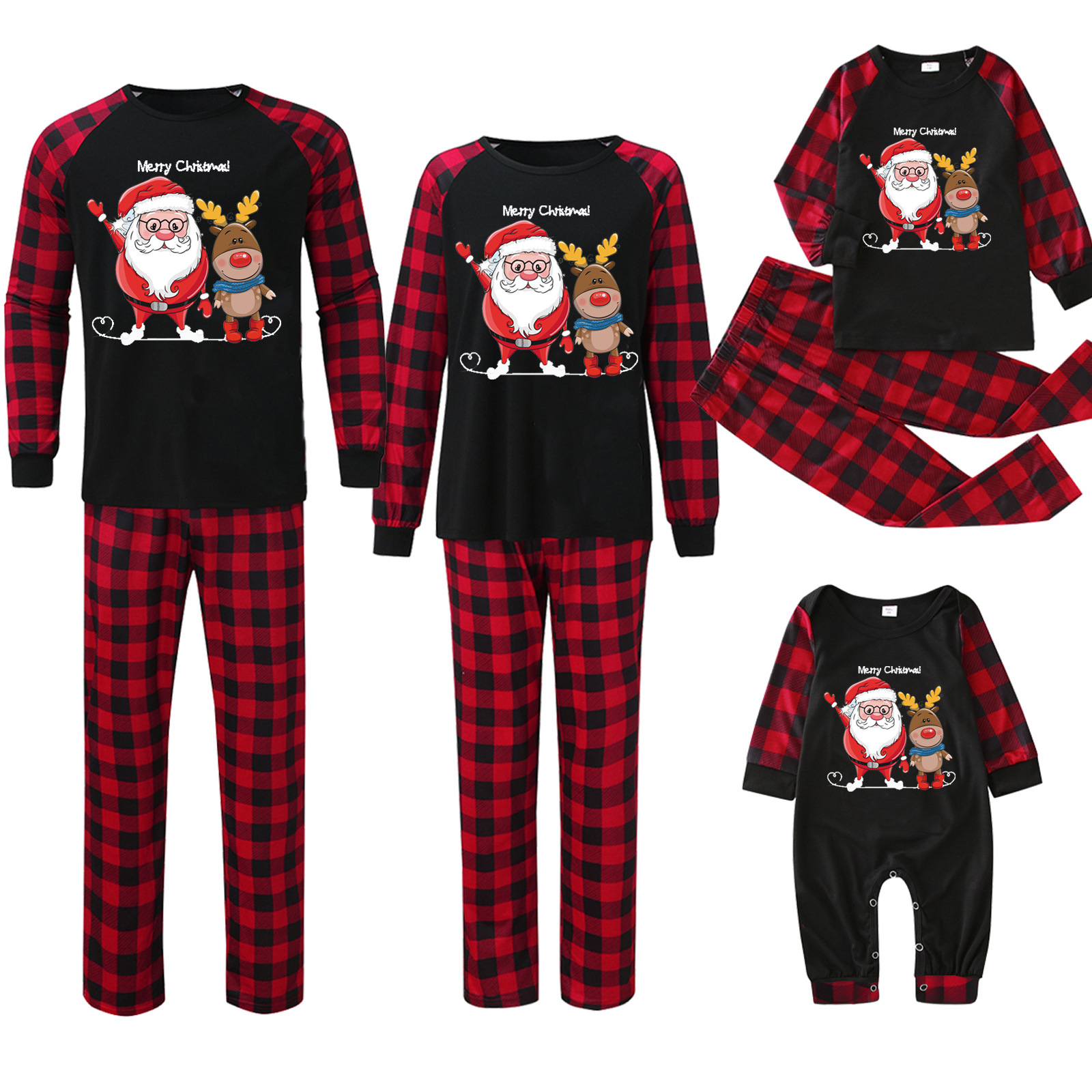 Title 3, Plaid Stitching Printing Christmas Homewear Par...