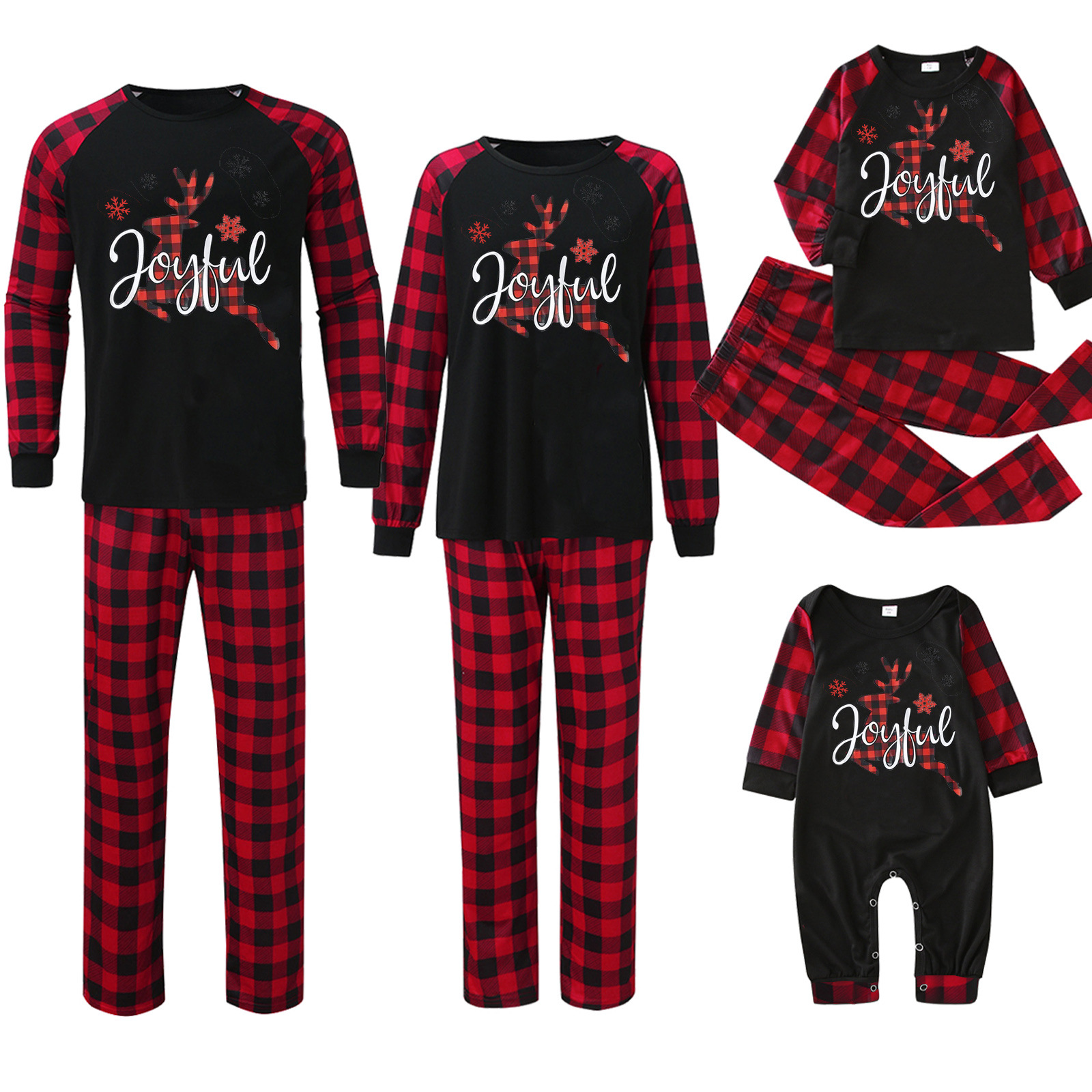 Title 6, Plaid Stitching Printing Christmas Homewear Par...