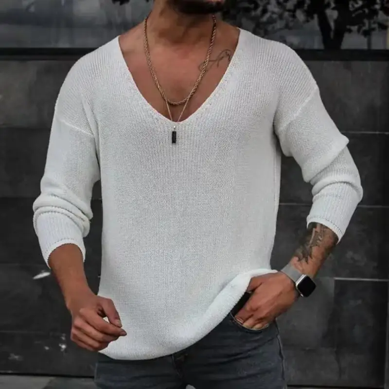 Long Sleeve V-neck Sweater Sweater Men's Independent Station Popular Men's Sweater