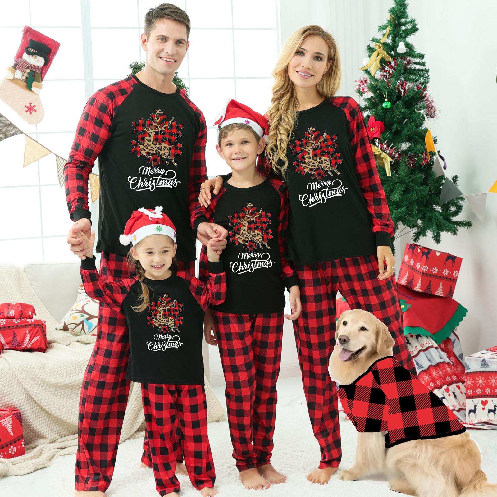 Title 2, Christmas Parent-Child Homewear Clothes Pajamas...