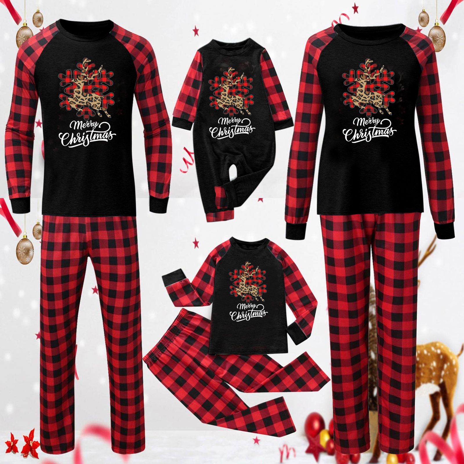 Title 7, Christmas Parent-Child Homewear Clothes Pajamas...