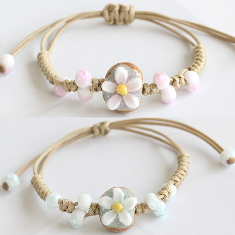 Mori Girlish Heart Ceramic Girlfriends Bell Couple Bracelet