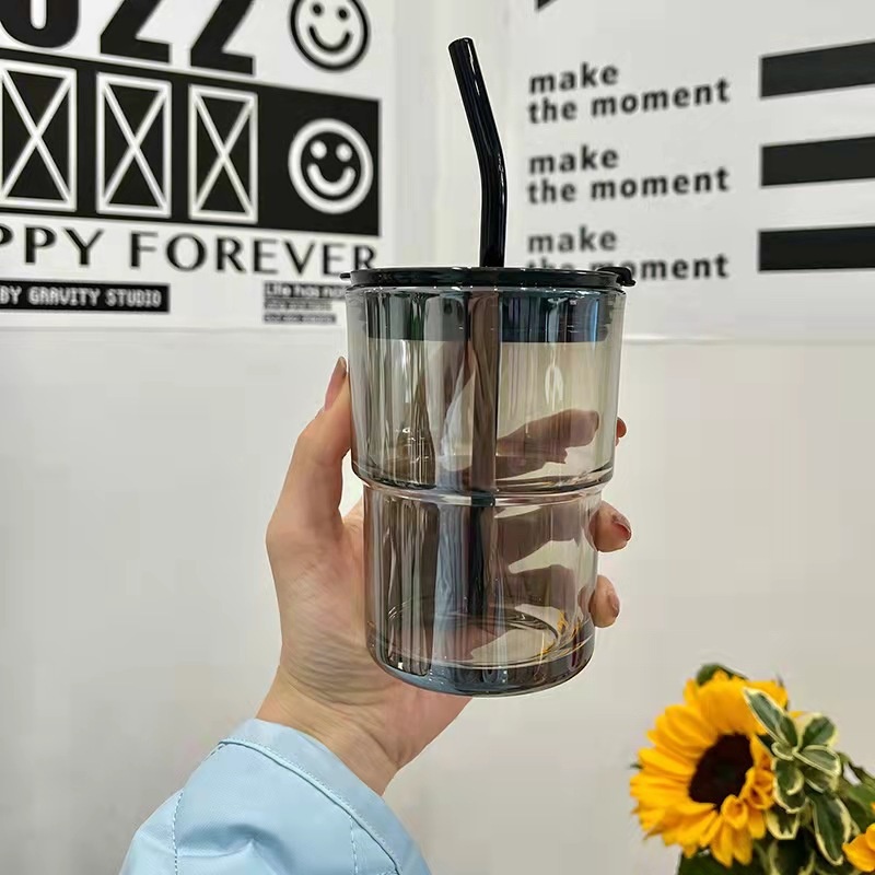 Good-looking Straw Glass Cup With Lid