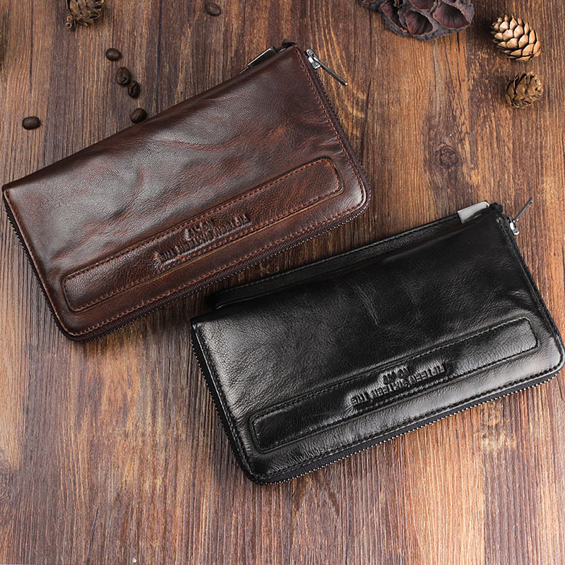 Men's Handmade Sheepskin Retro Long Wallet 9