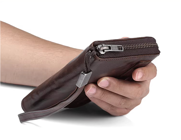 Men's Handmade Sheepskin Retro Long Wallet 12