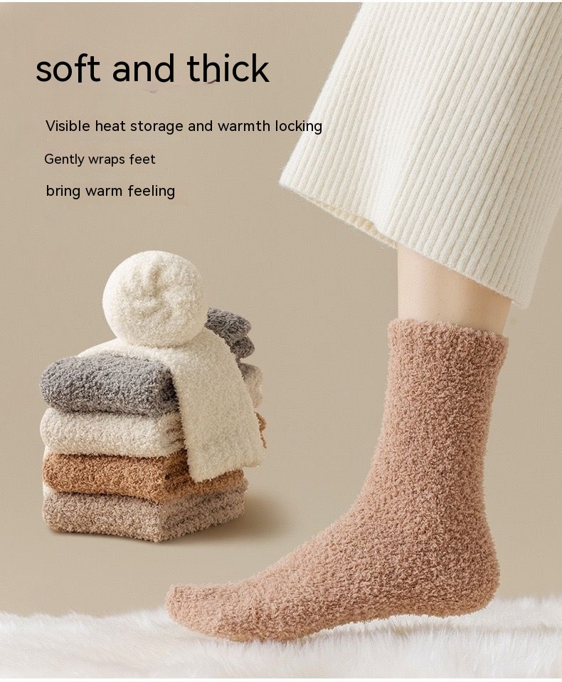 Coral Velvet Solid Color Schoolgirl Socks