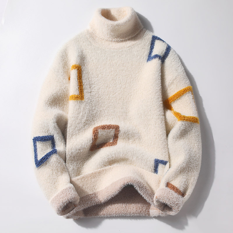 Half Turtleneck Men's Fleece-lined Thick Casual Sweater - Image 28
