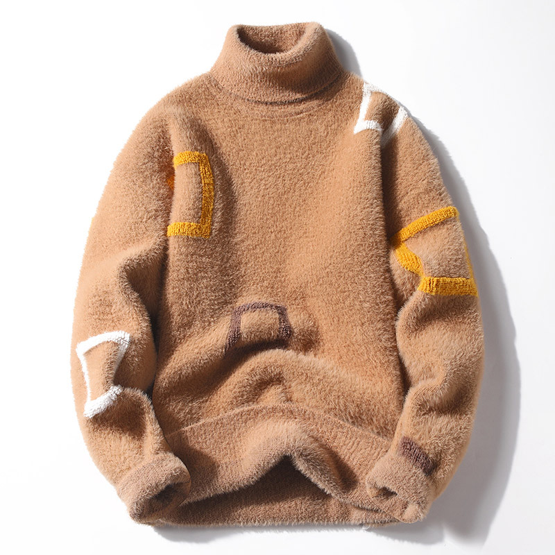 Half Turtleneck Men's Fleece-lined Thick Casual Sweater - Image 14
