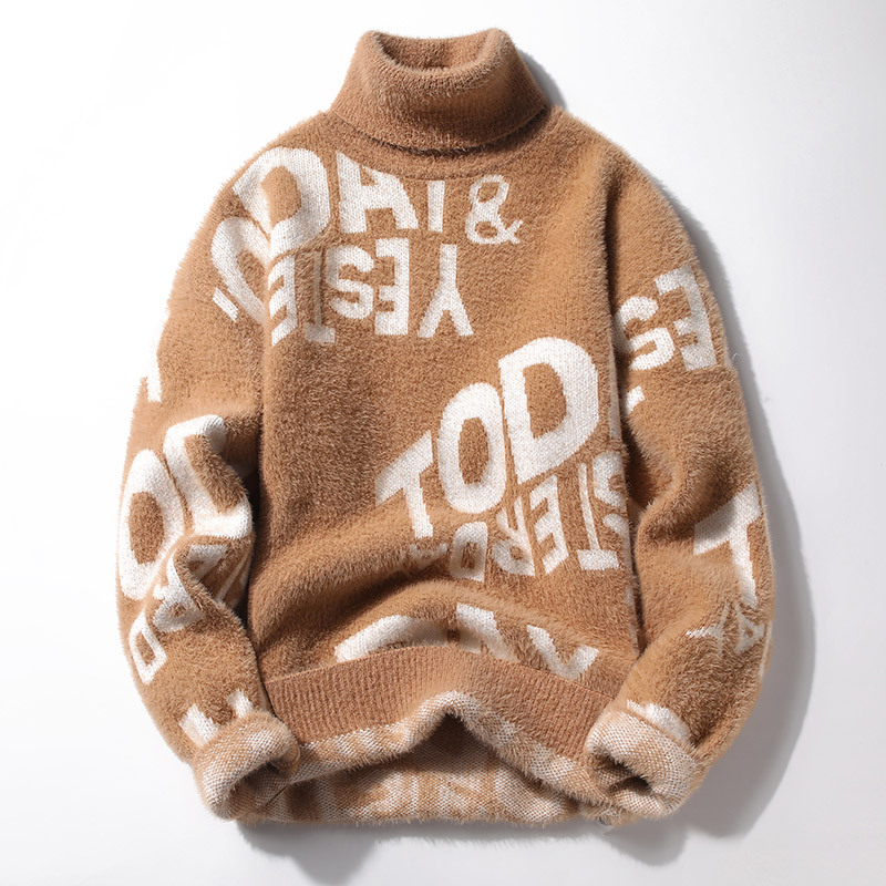 Half Turtleneck Men's Fleece-lined Thick Casual Sweater - Image 4