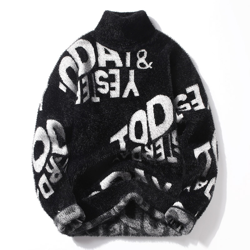 Half Turtleneck Men's Fleece-lined Thick Casual Sweater - Image 6