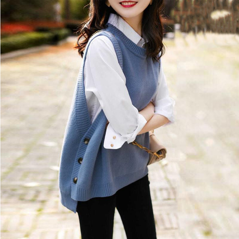 Slim Fit Slimming Round Neck Pullover Sleeveless Sweater