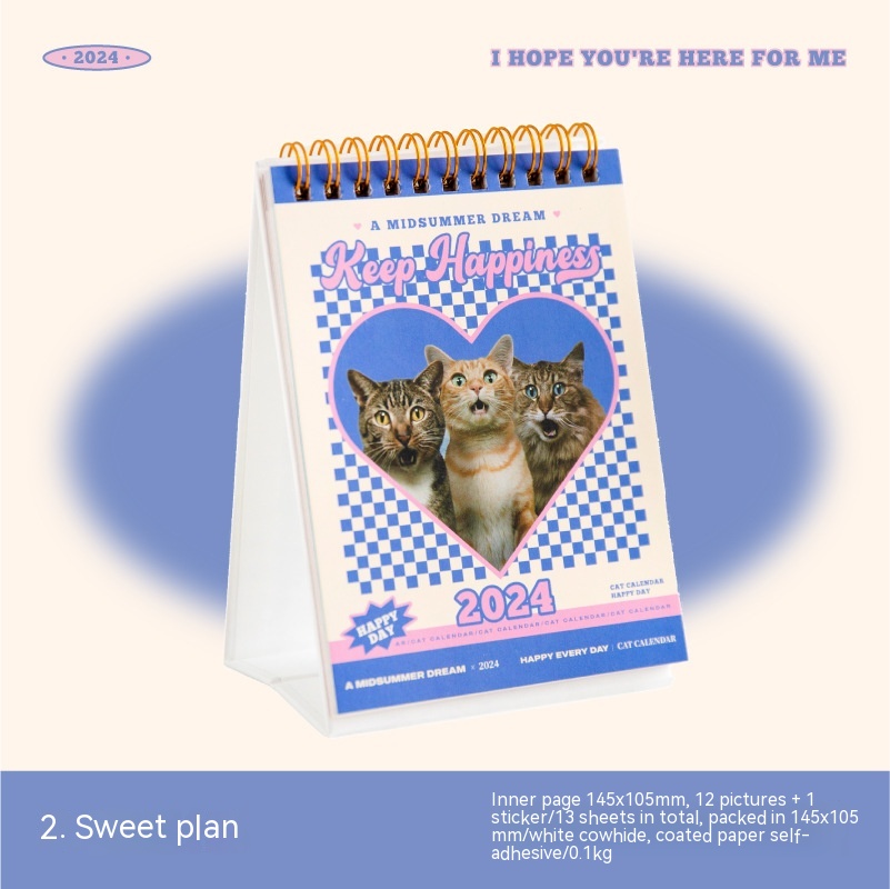Cat Radio Cute Cartoon Artistic Style Plan Table Calendar - Image 7