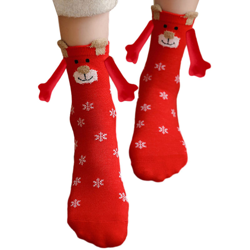 Hand Holding Couple Magnetic Handle Christmas Stockings