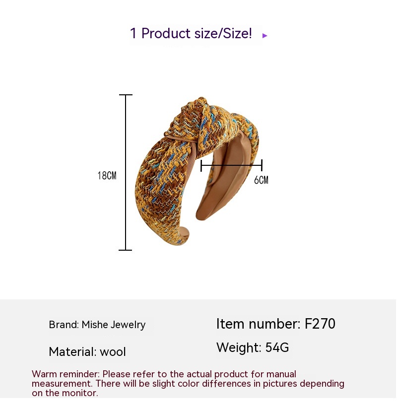 Classic Style Dark Coffee Wool Knot In The Middle Headband