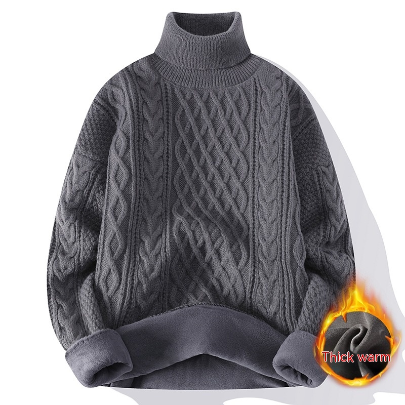 Title 4, Fleece-lined Turtleneck Twist Sweater Men