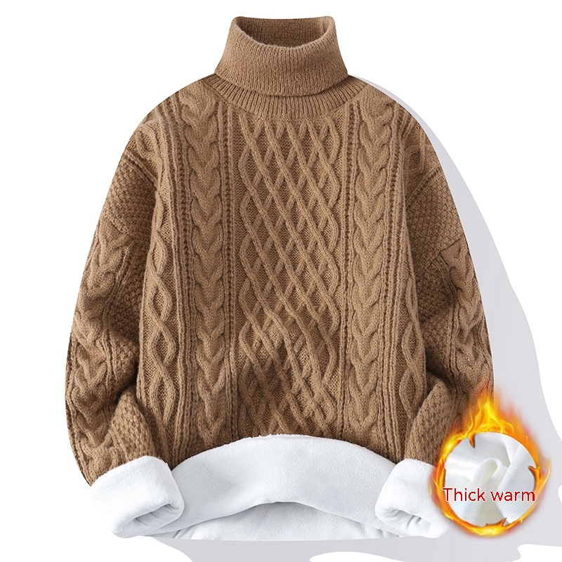 Title 5, Fleece-lined Turtleneck Twist Sweater Men