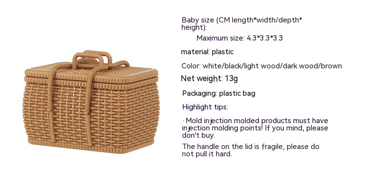 Woven Bamboo Basketpicnic Rattan Mini Model - Image 9