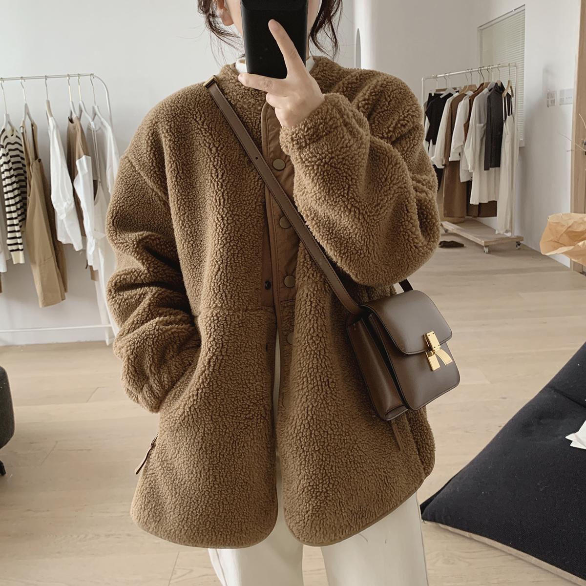 Title 3, Lamb Wool Coat For Women Winter New Loose Slimm...