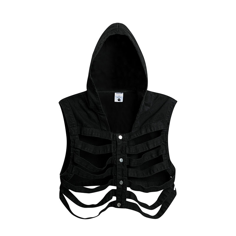 Title 2, Hollow Out Skeleton Personalized Hooded Vest Am...