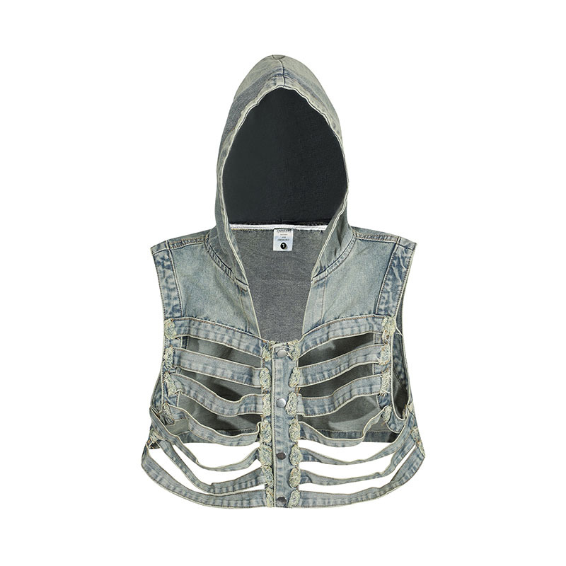 Title 4, Hollow Out Skeleton Personalized Hooded Vest Am...