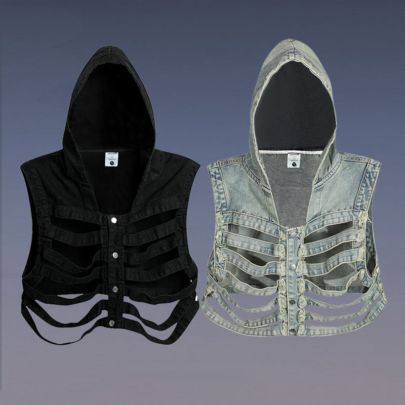 Title 5, Hollow Out Skeleton Personalized Hooded Vest Am...