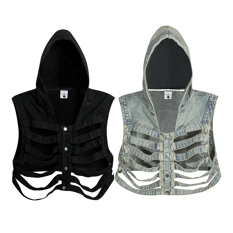 Title 6, Hollow Out Skeleton Personalized Hooded Vest Am...