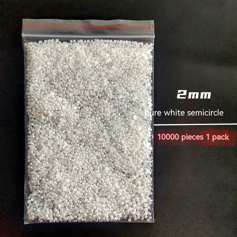 Manicure Flat Semicircle Pure White Rice White Pearl